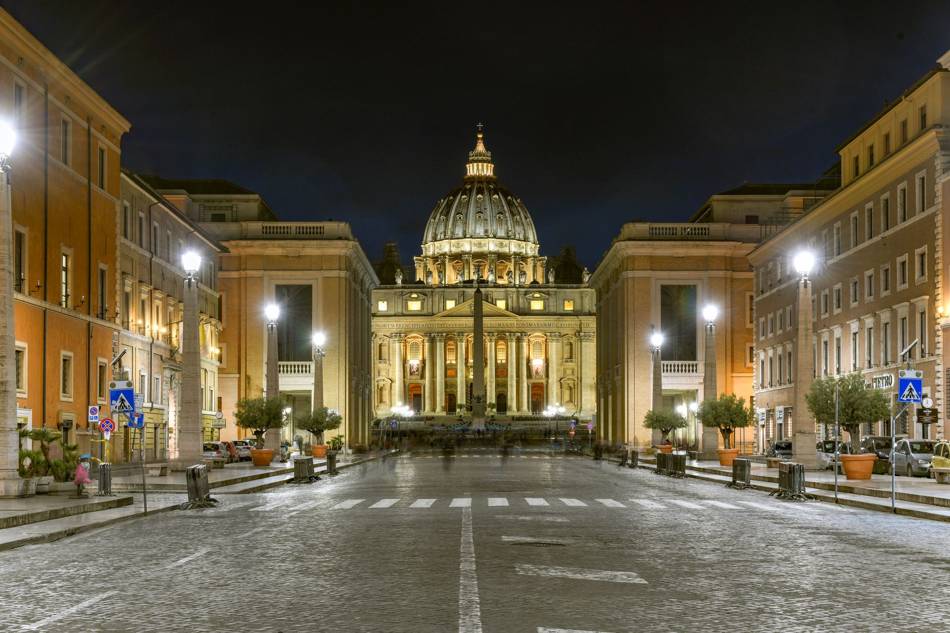 St. Peter's Basilica in Vatican City at dusk